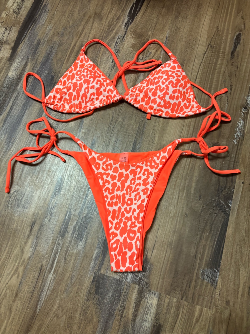 Neon Animal Print String Bikini Set size Large